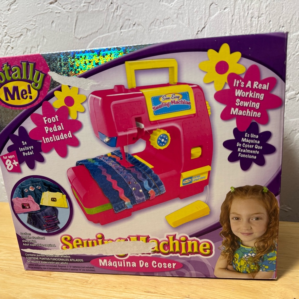 Nostalgia Pink and Yellow Learning Toy Sewing Machine